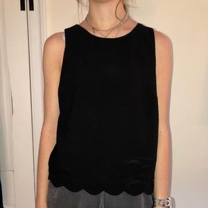 Black scalloped edge sleeveless top